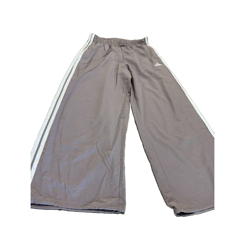 Adidas 3-Stripe Track Pants Womens Dusty Mauve Purple Wide Leg Drawstring Used